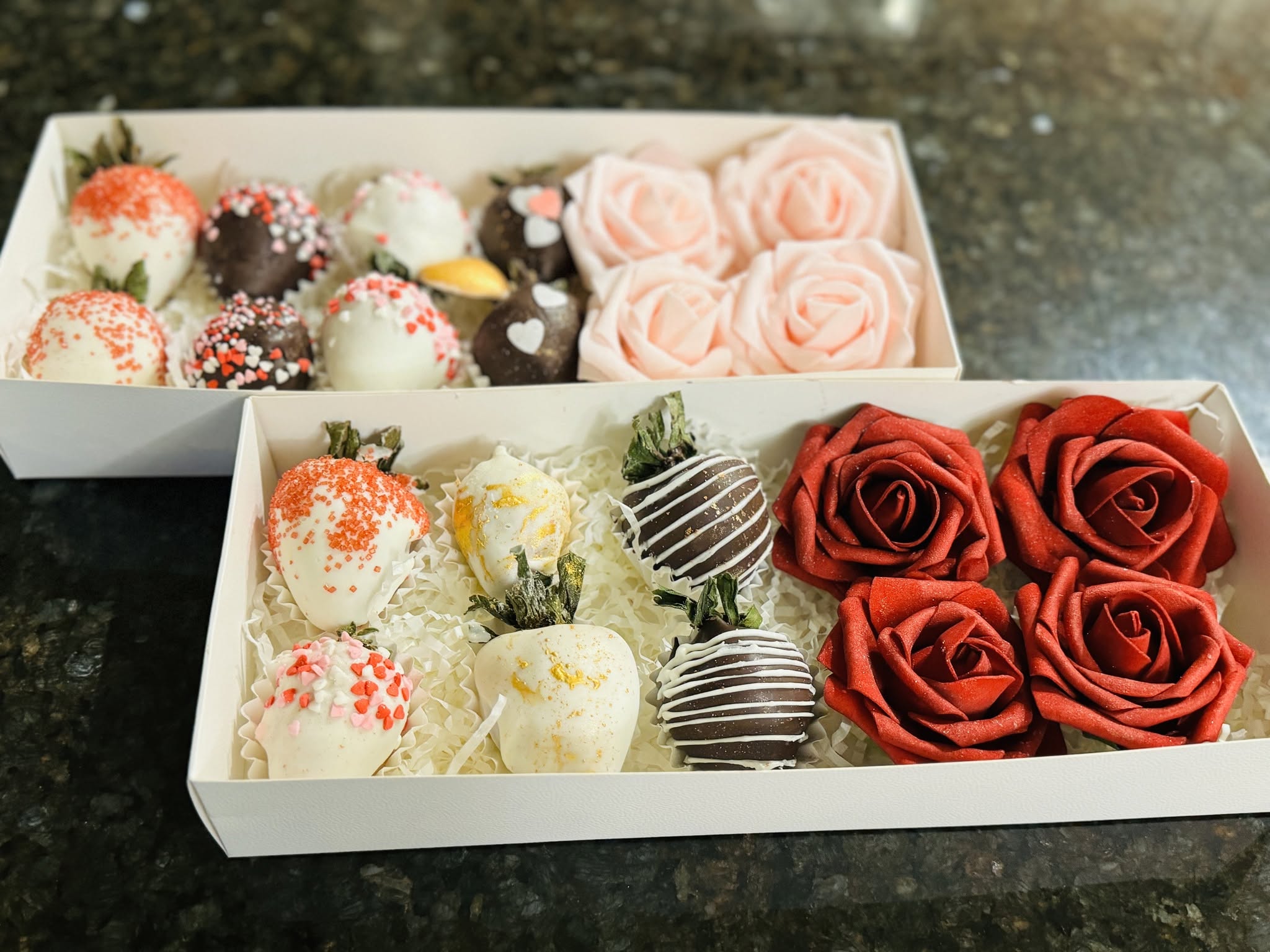 Rose and strawberry party boxes